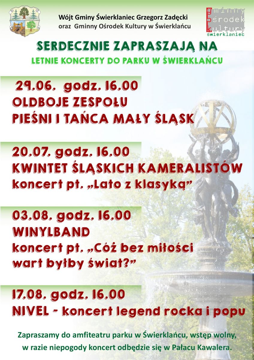 Plakat-Koncerty wakacyjne w parku