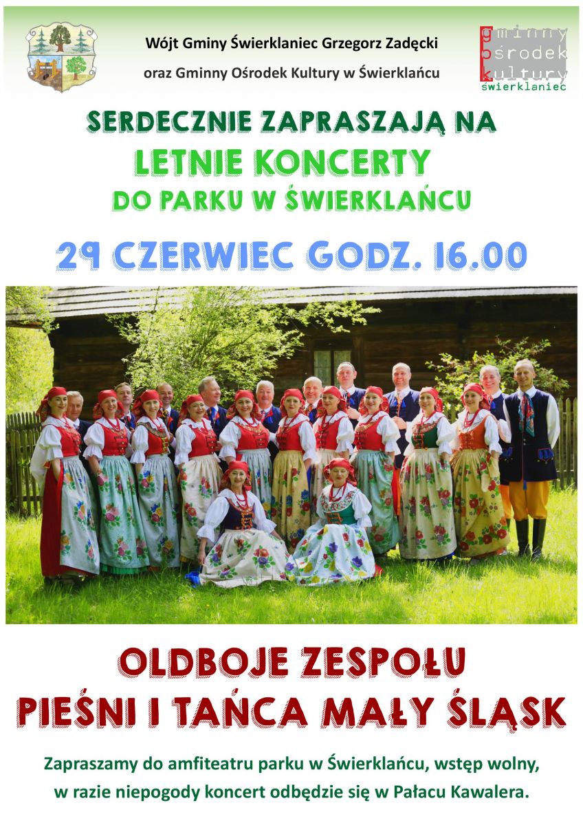 Plakat - koncert wakacyjny - Oldboje Zespołu Pieśni i Tańca Mały Śląsk