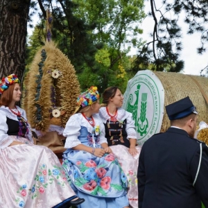 Przemarsz korowodu dożynkowego