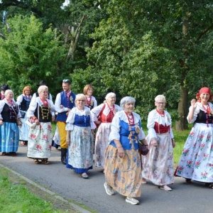 Zdjęcie przedstawia pochód dożynkowy