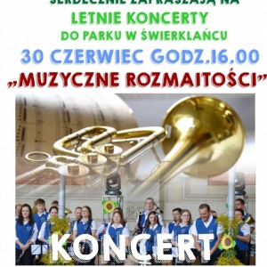 Plakat do koncertu wakacyjnego w wykonaniu Tarnogórskiej Orkiestry Dętej