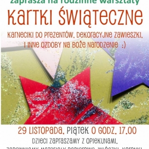 Plakat warsztatów rodzinnych - karki świąteczne