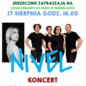 Plakat koncertu wakacyjnego w którym wystąpił zespół NIVEL