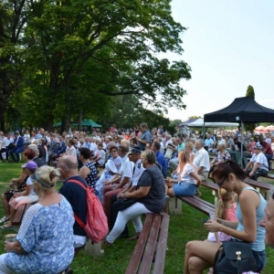 Zdjęcie przedstawia publiczność biorącą udział w dożynkach