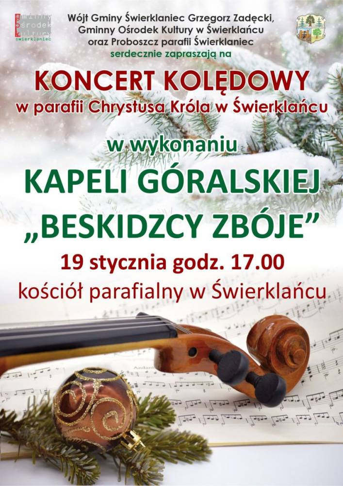 Plakat - koncert kolędowy w parafii Chrystusa Króla w Świerklańcu