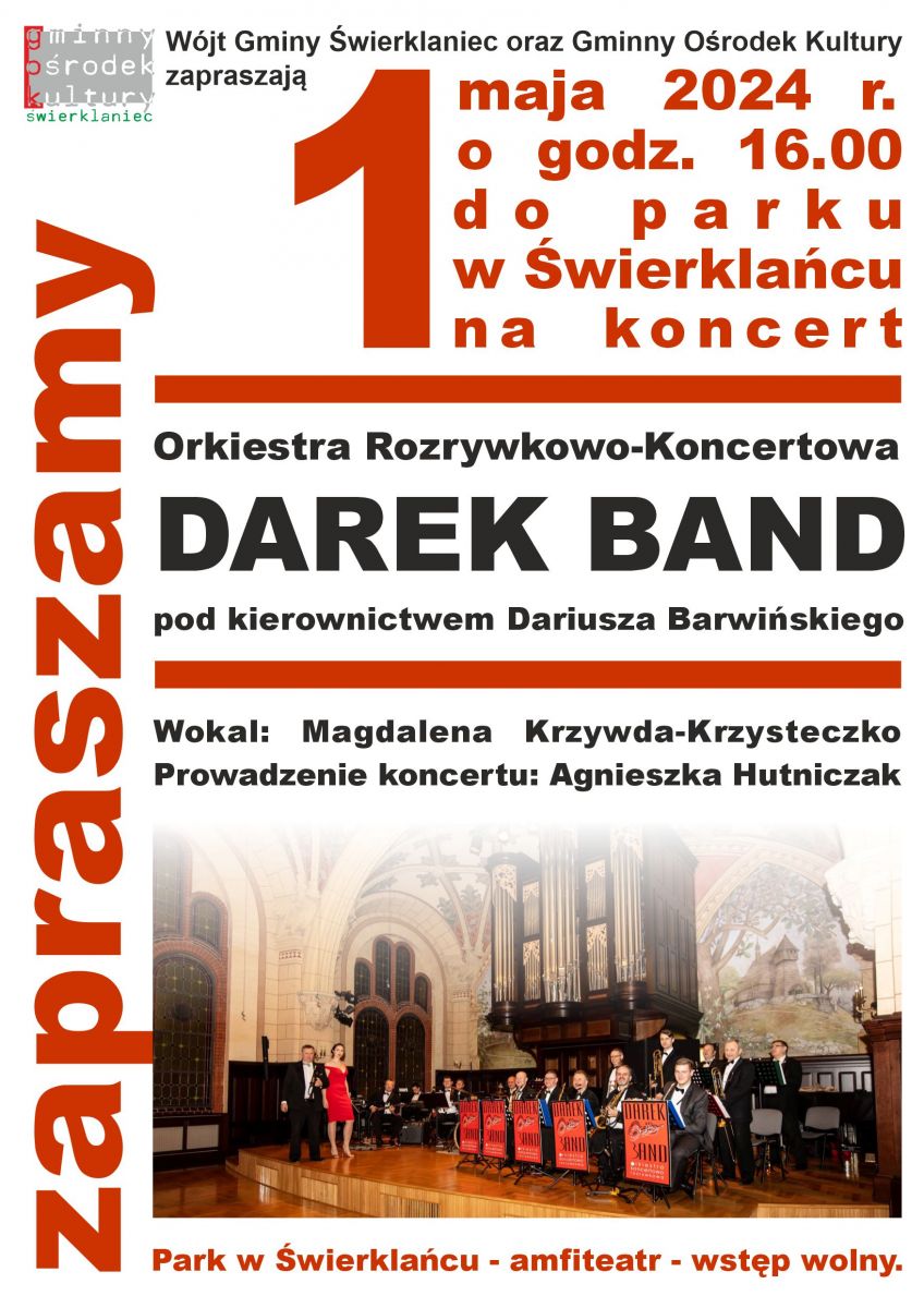 Plakat - Koncert 1 maja w świerklanieckim parku