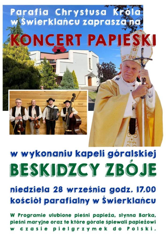Plakat - koncert papieski - 28 września