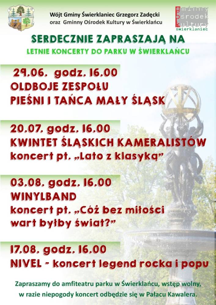 Plakat-Koncerty wakacyjne w parku