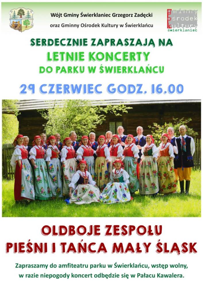Plakat - koncert wakacyjny - Oldboje Zespołu Pieśni i Tańca Mały Śląsk