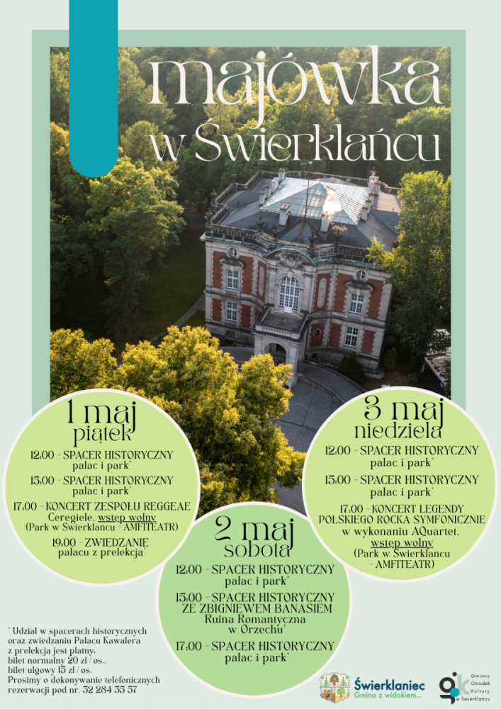 Grafika promująca majówkę w Świerklańcu.