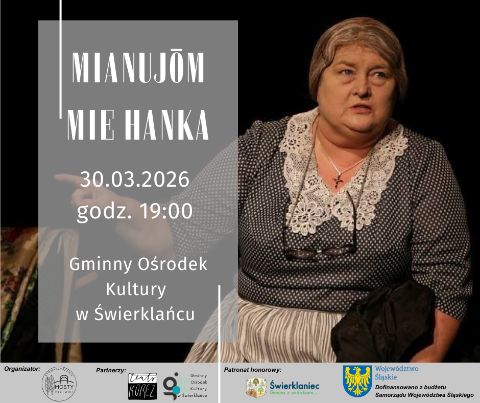 Grafika promująca monodram "Mianujōm mie Hanka".