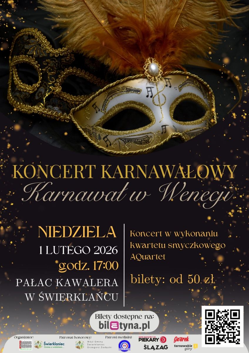 Plakat promujący koncert karnawałowy "Karnawał w Wenecji"