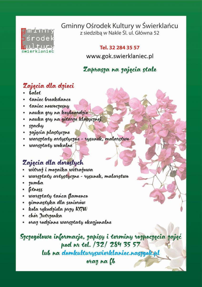 Plakat - stałe formy zajęć