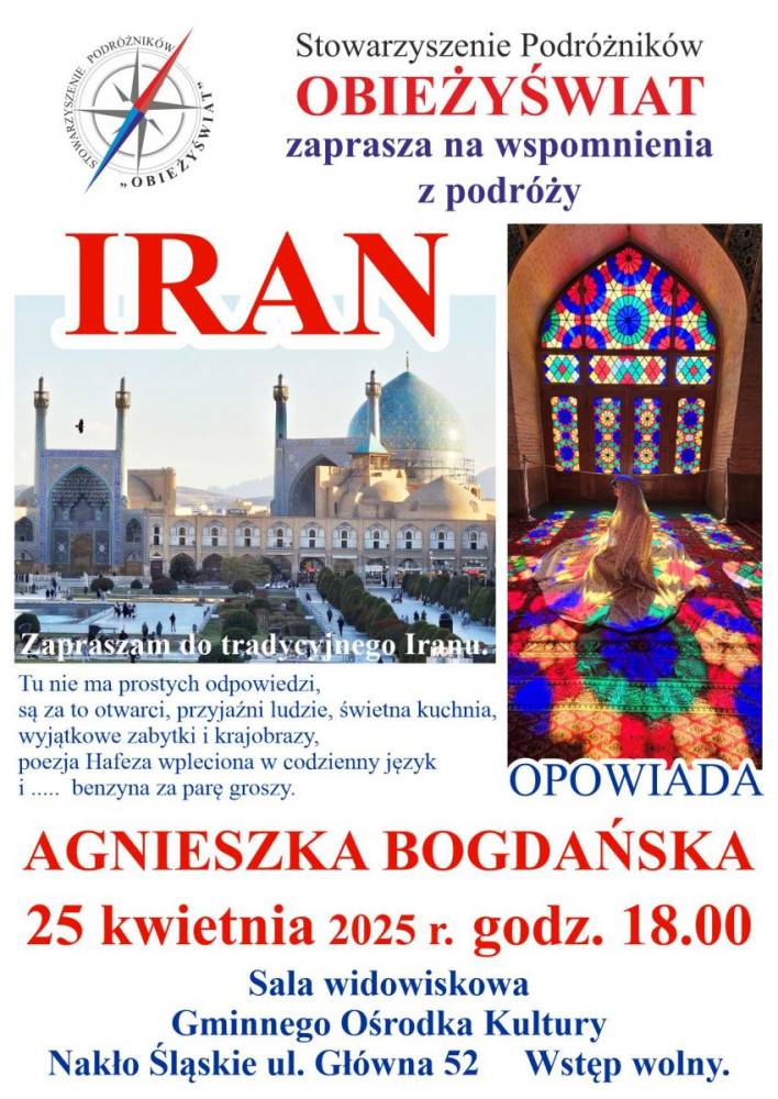 Plakat - wspomnienia z podróży po Iranie - 25 kwietnia 2025