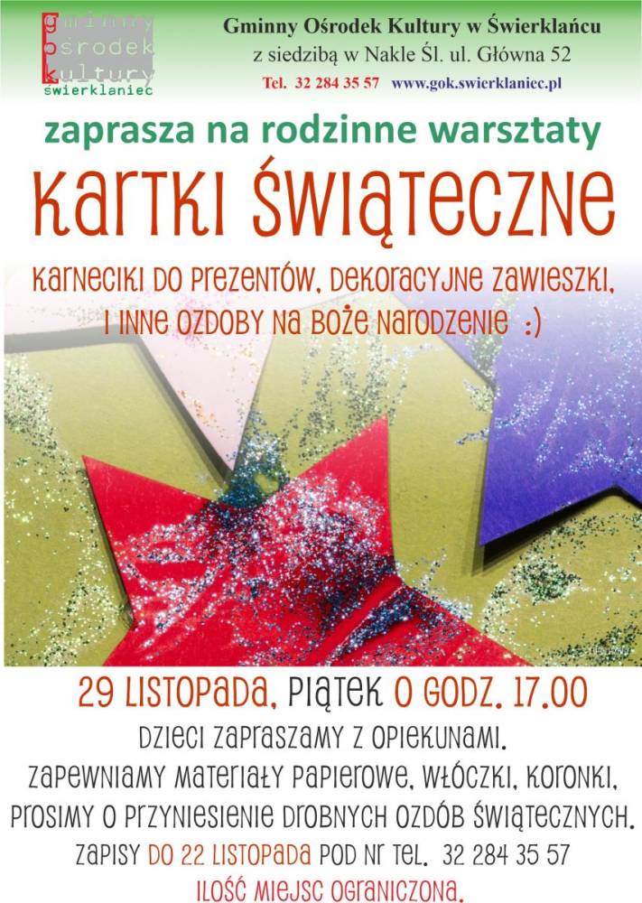 Plakat - warsztaty rodzinne kartka świąteczna