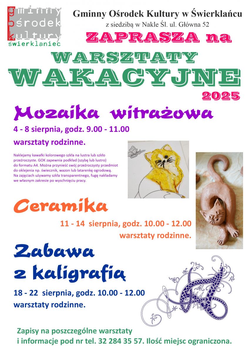 Plakat - warsztaty wakacyjne w GOKu